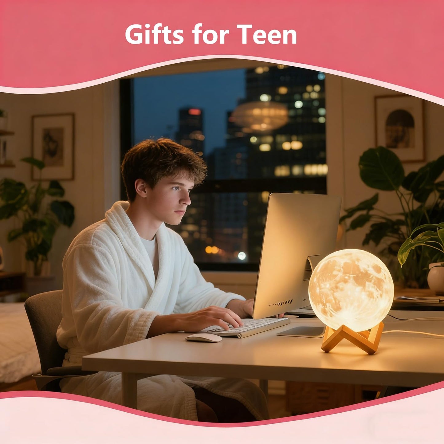 CPLA Moon Lamp Upgrade 128 Colors, Birthday Gifts for Kids Girls Boys Teens, Remote & Touch Control, Diameter 6 INCH