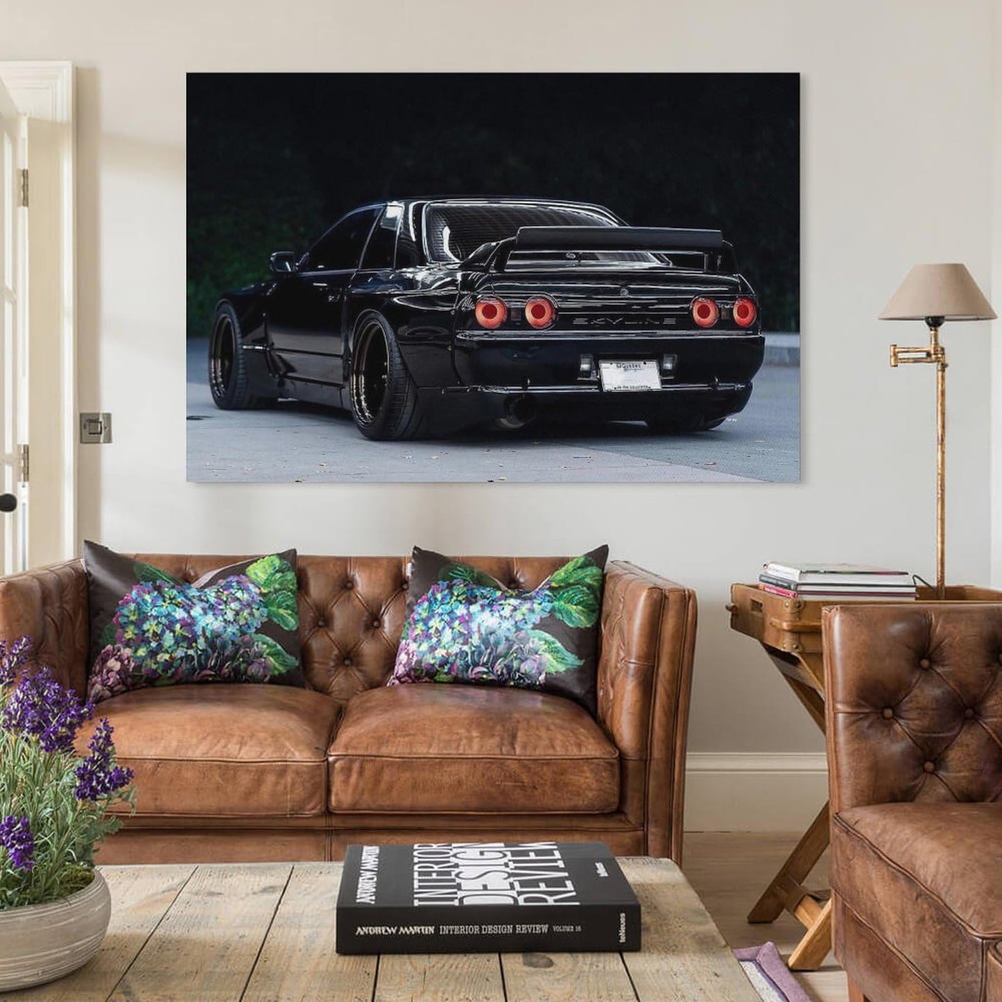 Jdm Car Black R32 Drift Art Car Posters & Prints Car Canvas Wall Art Living Room Decor for Men Aesthetic Paintings Pictures Wall Decor Framed Unframed 12x18inch(30x45cm)
