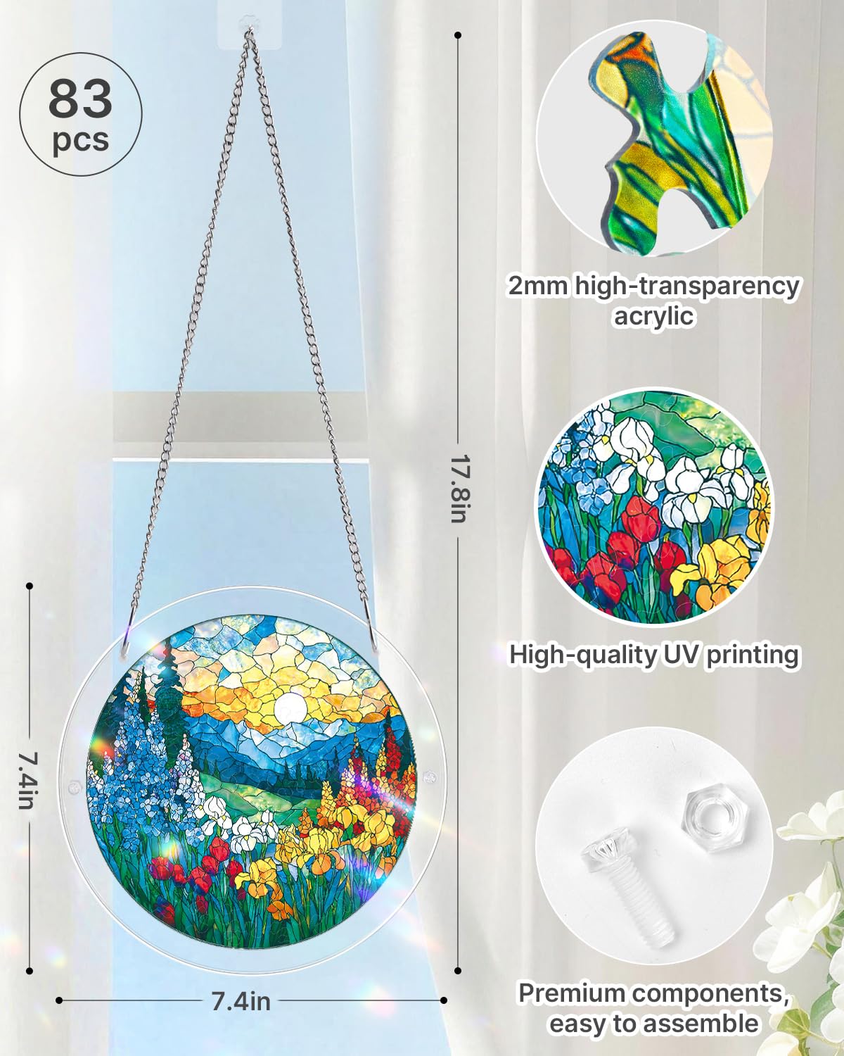 Acrylic Puzzle Suncatcher 83 Pieces, Glowing Feather Haven Sun Catchers Puzzle, DIY SunCatchers Puzzles Window Hanging, Home & Garden Decor, 7.4 in