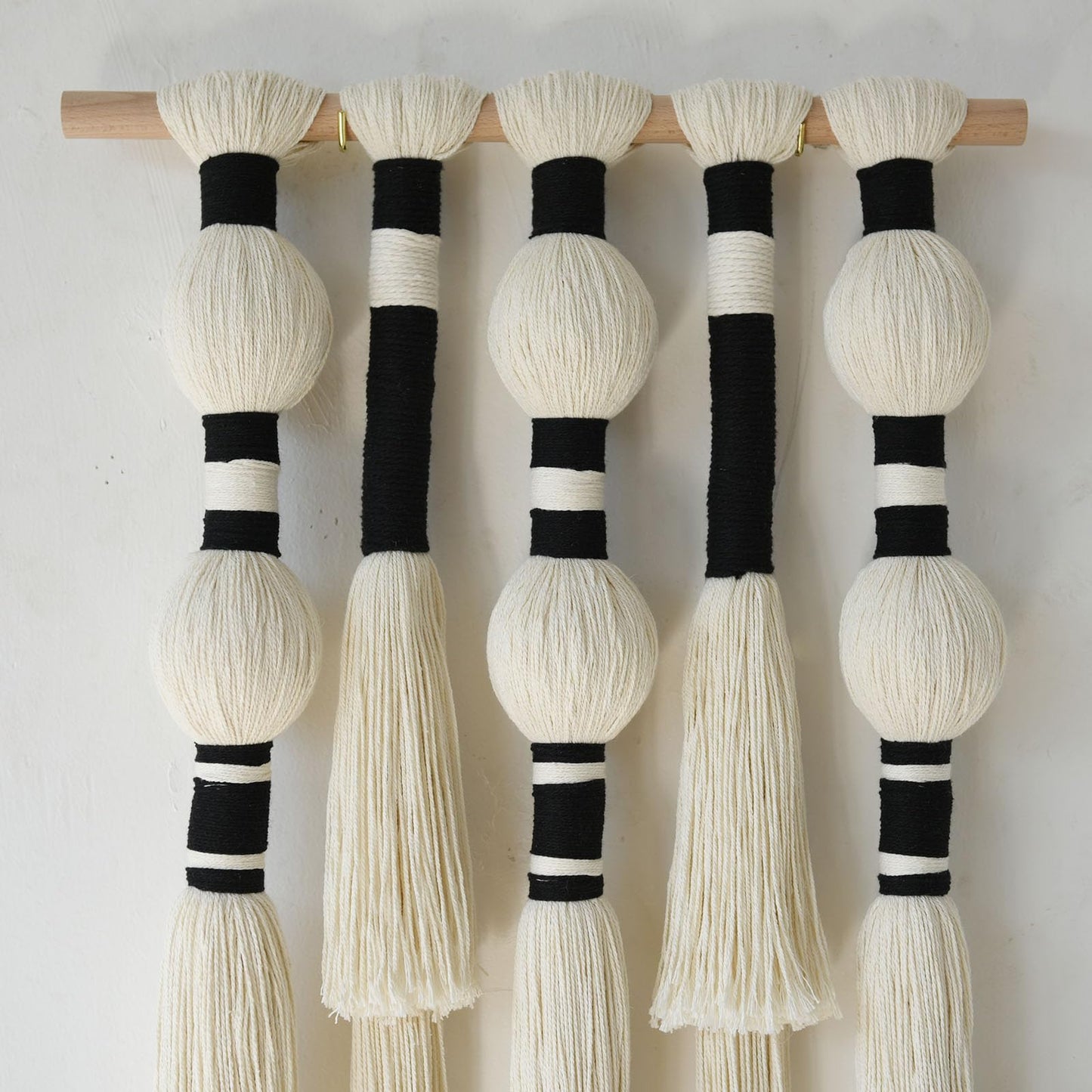 Flber Macrame Wall Hanging Tassels Sphericity Cotton Textile Hanging Geometric Yarn Wall Art for Bedroom Living Room Decor 15.7" W x 39" L