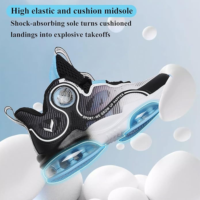 JMFCHI Kids Basketball Shoes High-top Sports Shoes Sneakers Durable Lace-up Non-Slip Running Shoes Secure for Little Kids Big Kids and Boys Girls