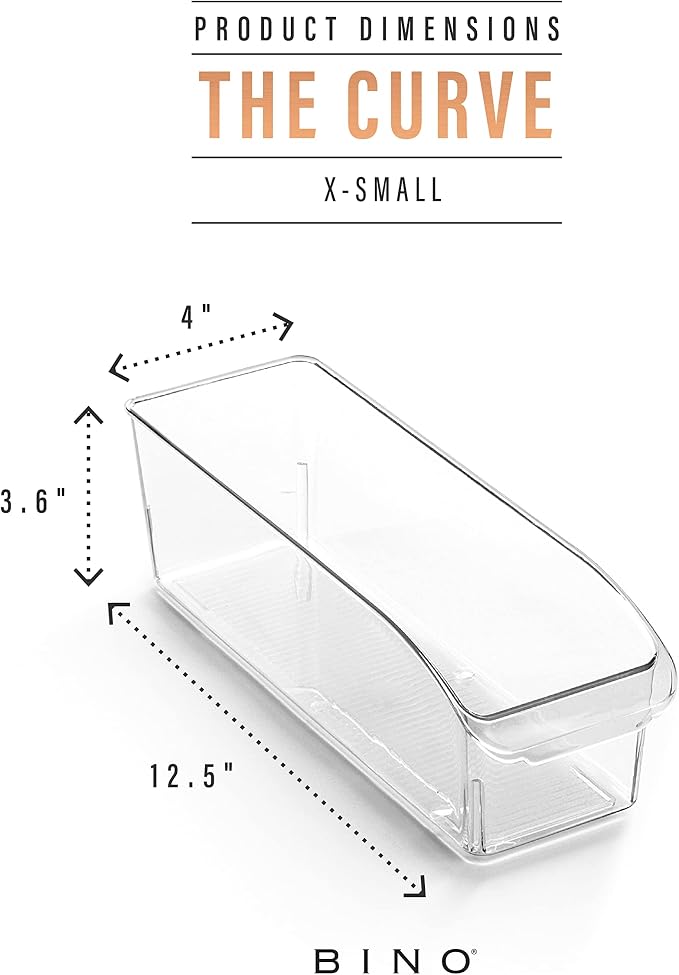 BINO | Plastic Storage Bins, Small | THE CURVE COLLECTION | Multi-Use Organizer Bins | Storage Containers Kitchen, Pantry and Home Organization | Fridge Organizers | Pantry Organization and Storage