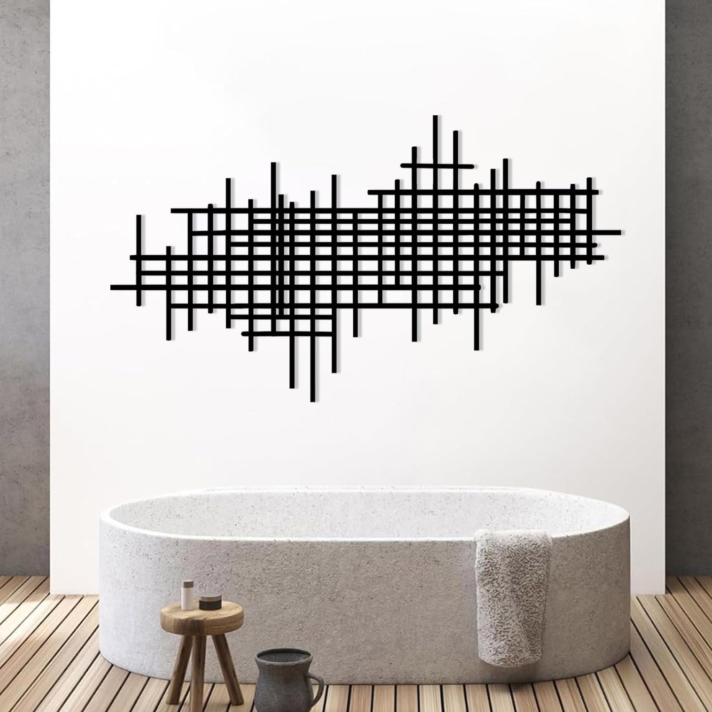 Jogwenu Geometric Line Metal Wall Art, Minimalist Geometric Metal Wall Decor, Line Wall Hanging, Modern Luxury Wall Decor, Abstract Wall Decorations (Gold, 35"x20"/90x51cm)