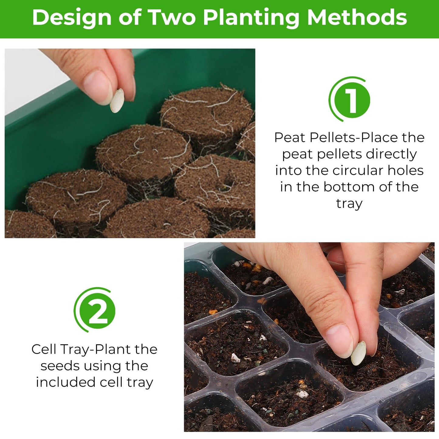 Seed Starter Tray with Grow Light, 6pcs Seed Starter Kits with Light and Humidity Domes, Timing Controller & Adjustable Brightness & 3 Light Mode, Indoor Seedling Starter Plant Germination Trays