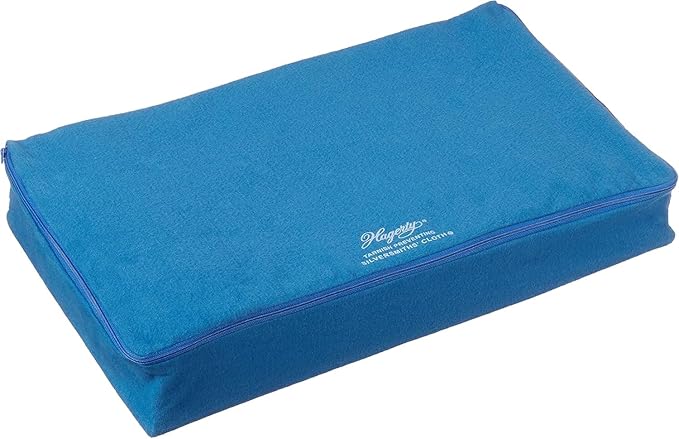 Hagerty Zippered Flatware Storage Drawer Liner –Tarnish Preventative Silverware Organizer, Large Container, Cutlery Holder, and Utensil Keeper Bag, Made in USA, Kosher Certified,Blue, 19" x 12" x 2.5"