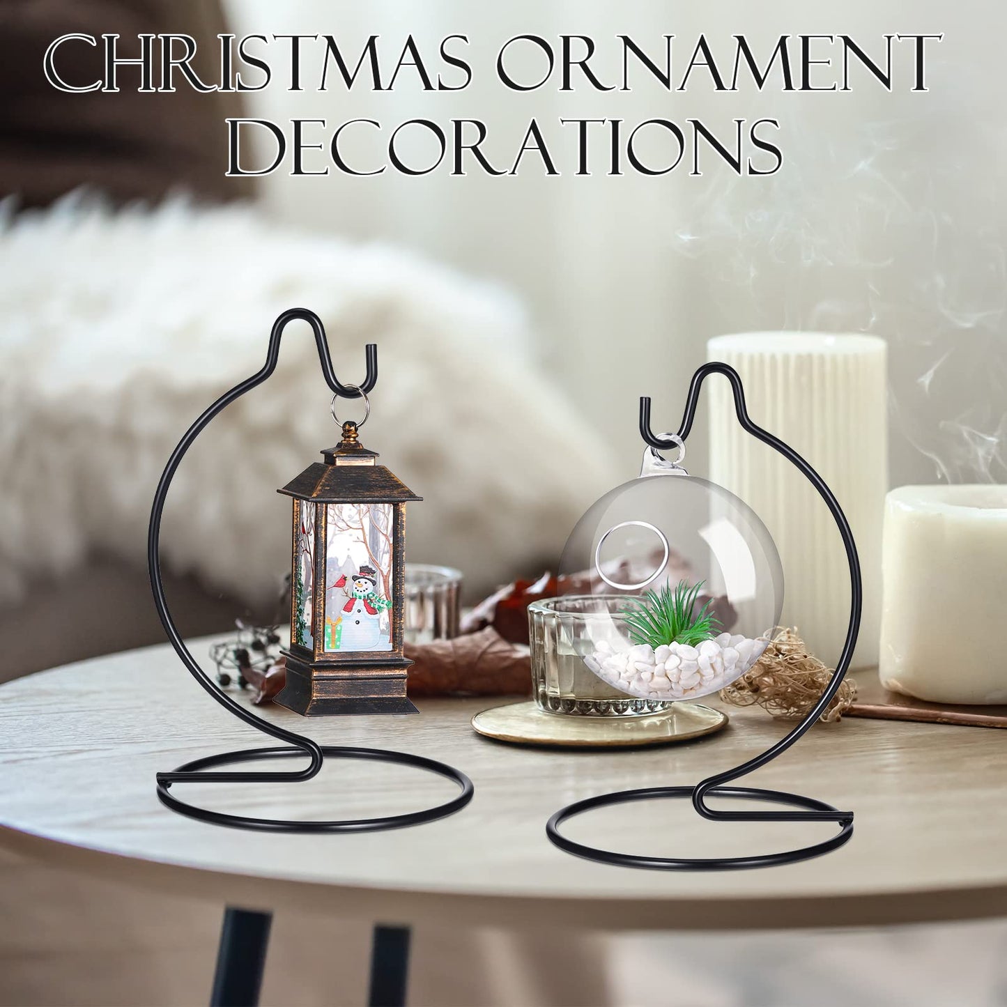 Tatuo 20 Pcs Ornament Display Stand Christmas Holder Hanger Stands Glass Ball Ornament Holder Metal Iron Hanging Hanger for Display Terrarium Air Plant Home Party Decoration