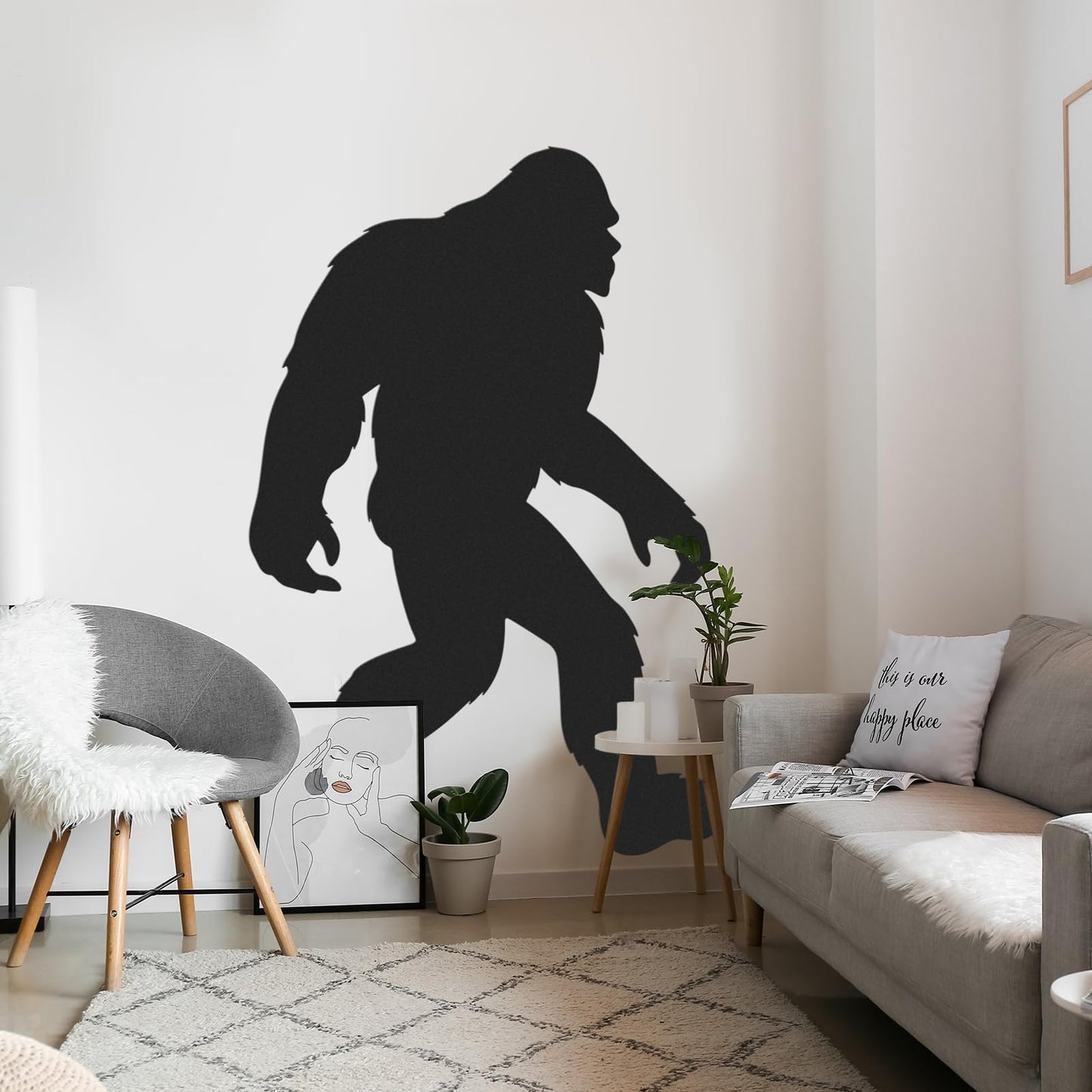 Large Bigfoot Wall Decal 60 x 42 Inch Sasquatch Big Foot Silhouette Peel and Stick Wall Decals for Office Home Decor Gifts for Sasquatch Bigfoot Lovers(Black)