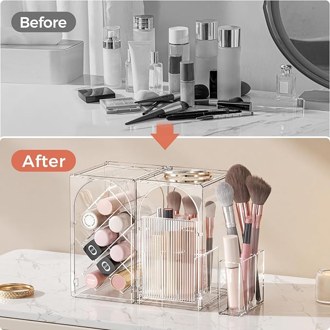Modular Makeup Organizer, Clear Acrylic Cosmetic Storage Box with Drawer, Vanity Countertop Organizer for Makeup, Skincare and Beauty Accessories – Multiple Styles