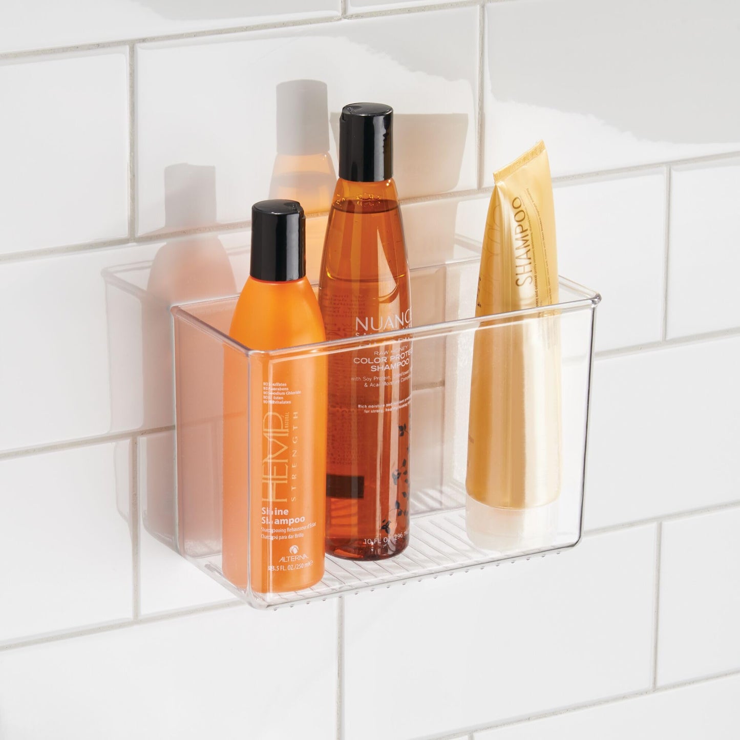 iDesign AFFIXX Plastic Wall Mount Organizer for Kitchen, Bathroom, Office, Bedroom, Garage, Craft Room, 3.5" x 8" x 5.5", Clear