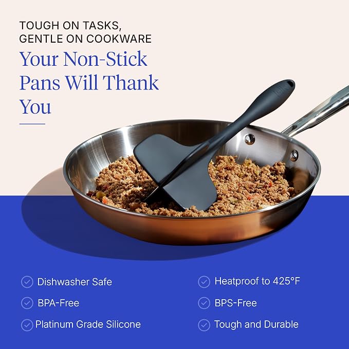 GIR: Get It Right Premium Silicone Quad Meat Chopper with 4 Blade Design - Kitchen Tools Meat Smasher for Ground beef, Potato Mash and Hamburger - Ultimate - 12 IN, Black