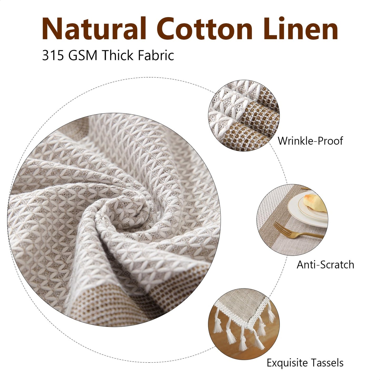 Deep Dream Table Cloth Rectangle Table, Rustic Waterproof Cotton Linen Tablecloths, Wrinkle Free Farmhouse Style TableCloths for Parties, Kitchen Dining, Holiday, 55" X 70", 4-6 Seats