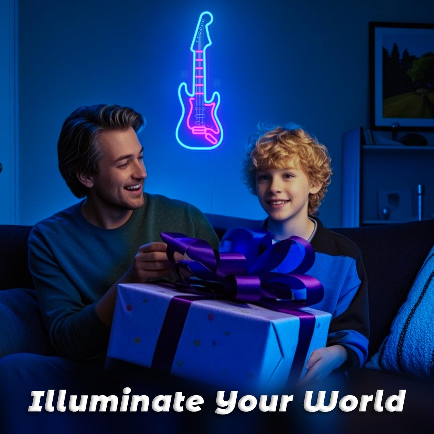 CoolGift Mart Electric Guitar Neon Light, Dimmable LED Guitar Neon Wall Sign USB Powered, Decorations for Bedroom Living Room Man Cave Music Studio, Gift for Guitar Players Guitarists Music Lovers