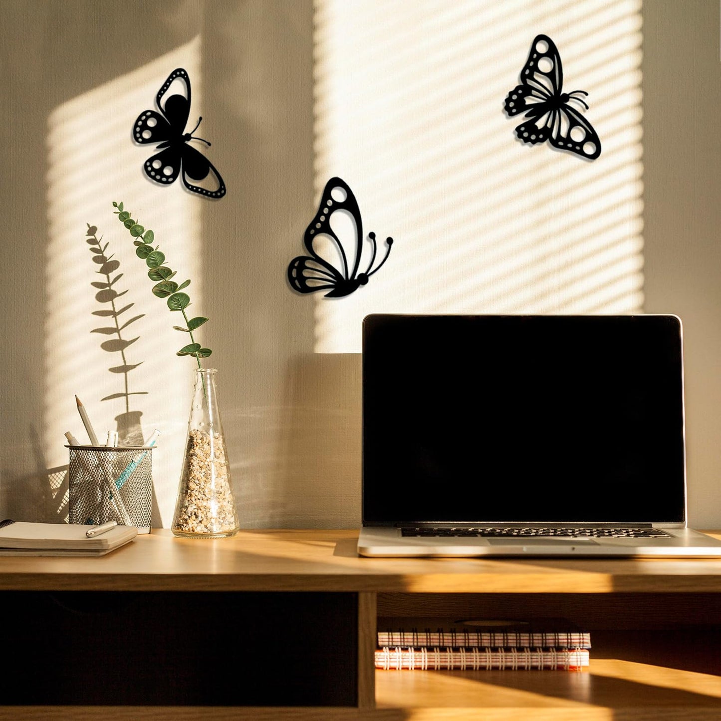 Kercan Metal Butterfly Decor Set of 3, Fence Decor Sculpture Hanging, Metal Butterflies Outdoor Decoration for The Garden, Patio, Fence, Home, and Yard