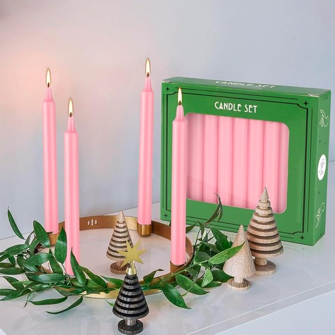 Set of 40 Pink Candles ??Spell Chime Candles for Valentine's Day,Wedding,Rituals, Prayer, Birthdays, Meditation, Altar -0.5X4 Inch Tall, Unscented (Pink)