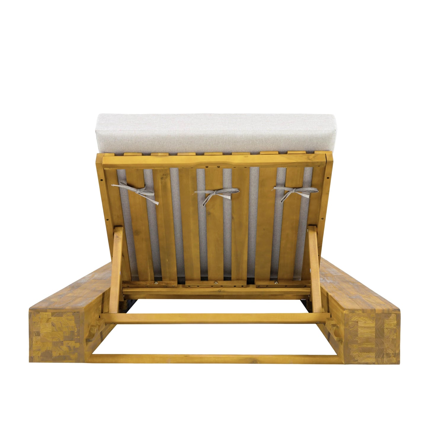 Christopher Knight Home Tory Acacia Wood Chaise Lounge Chair Outdoor, Poolside Sun Lounger Recliner, Patio Outdoor Chaise Lounge with Cushions, Adjustable Backrest Single Lounge Sofa, Beige+Teak