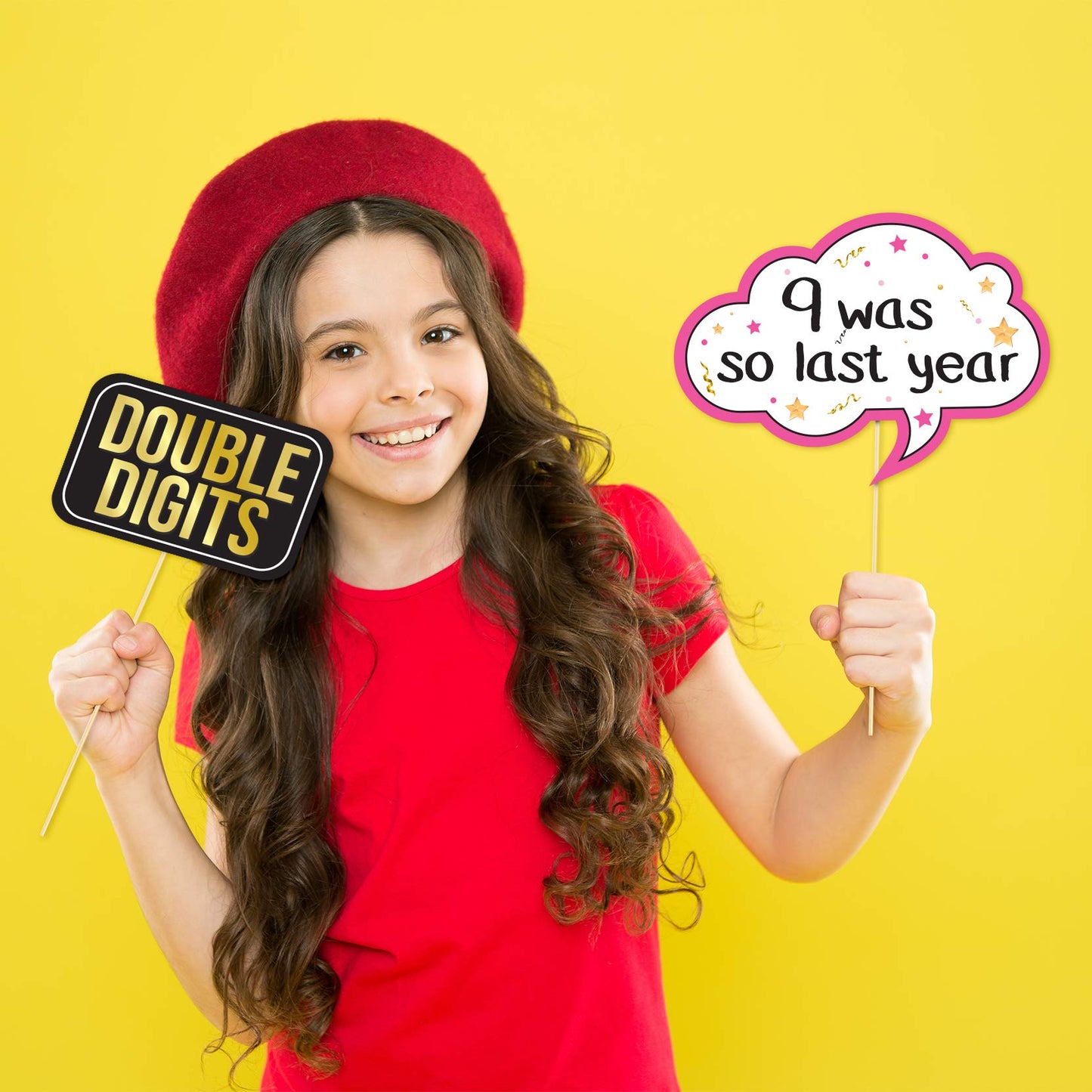 10th Birthday Photo Booth Props - 40 Pieces - Funny Birthday Party Supplies for Him or Her - Photo Booth Decorations, Favors and Gifts