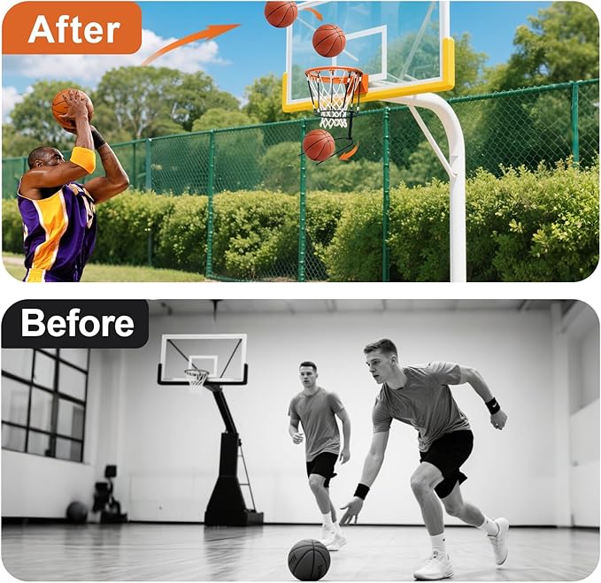Basketball Return Attachment,Heavy Duty Basketball Rebounder Accessories for Outdoor and Indoor Use,Great for Solo Play and Practice,Black