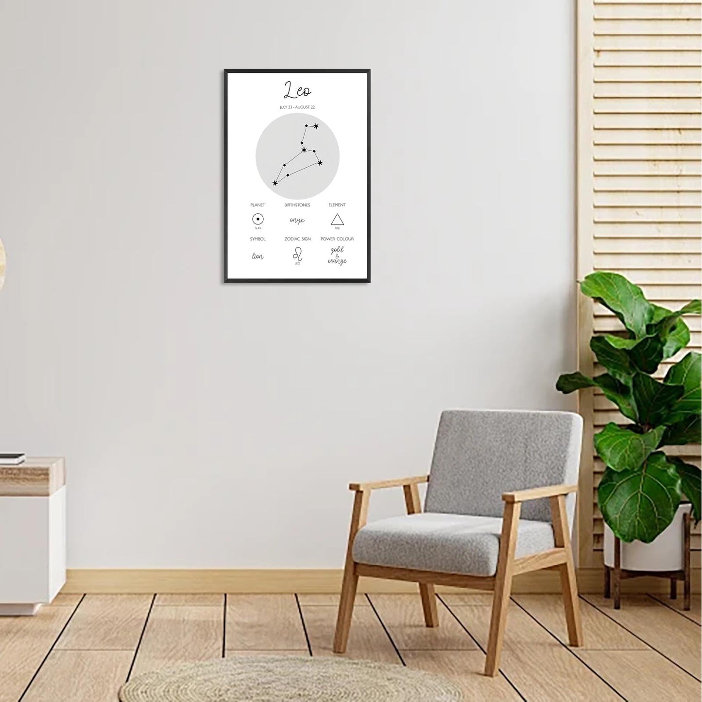 Leo Zodiac Canvas Wall Art Fire Signs Horoscope Poster Constellation Astronomy And Astrology Aesthetic Print Painting For Living Room Bedroom Office Wall Decor 12x16in Unframed