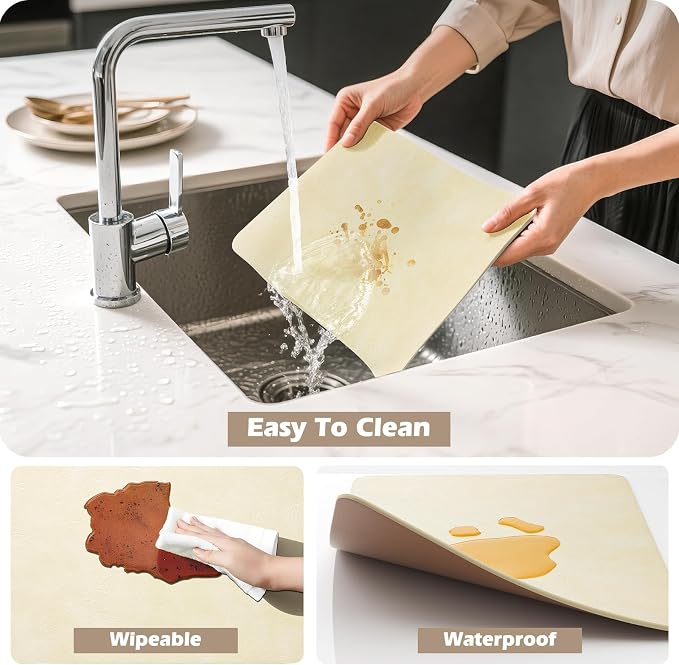 Aofmee Faux Leather Placemats Set of 6 - Waterproof - Wipeable - Washable - Heat Resistant - Anti Slip Stain Resistant Kitchen Dining Table Place Mats, Suitable for Indoor & Outdoor Use, Easy to Clean