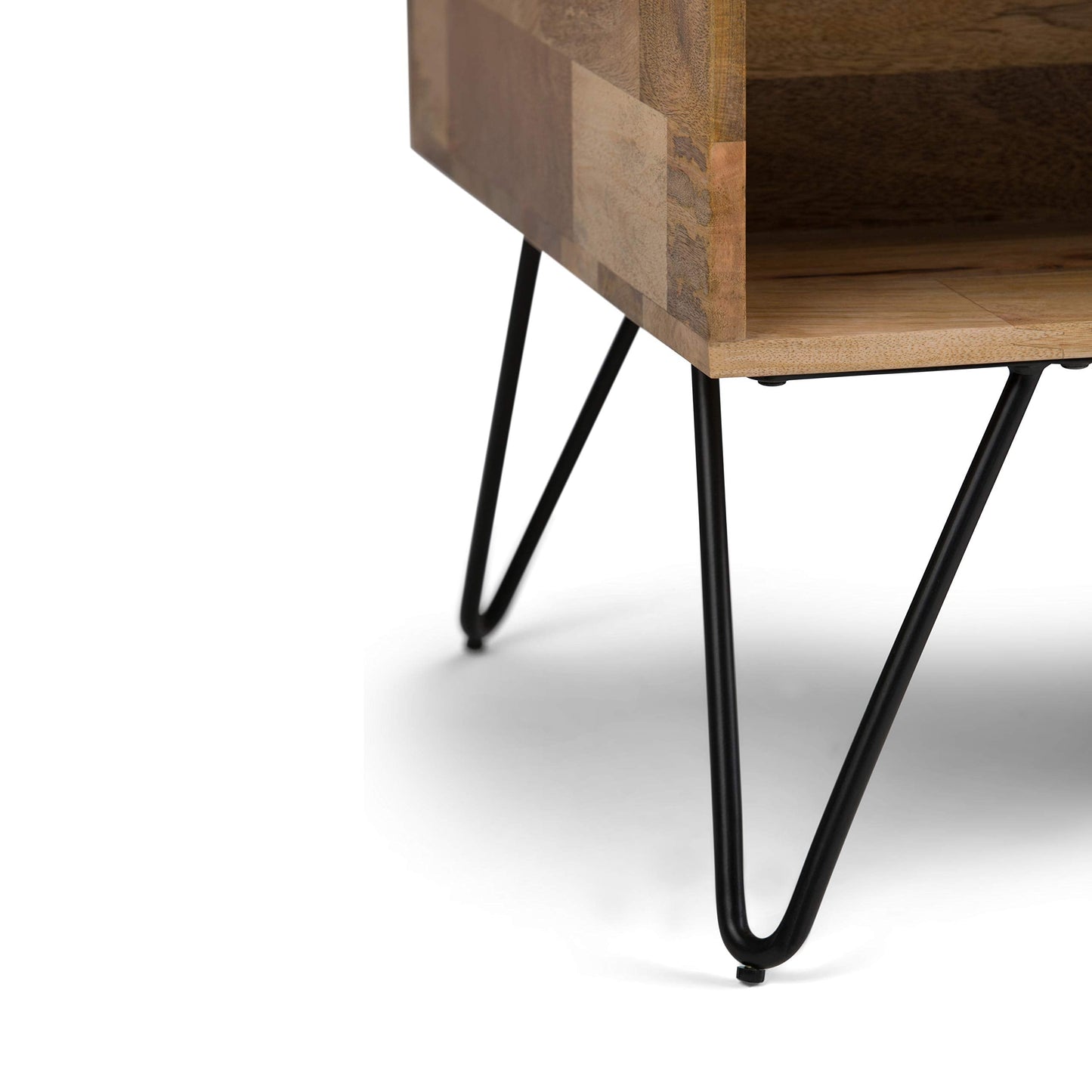 SIMPLIHOME Hunter Lift Top Coffee Table - 48 inch Wide Solid Mango Wood and Metal Industrial Cocktail Table in Natural, Functional Living Room Table with 2 Storage Cubbies and Hairpin Legs
