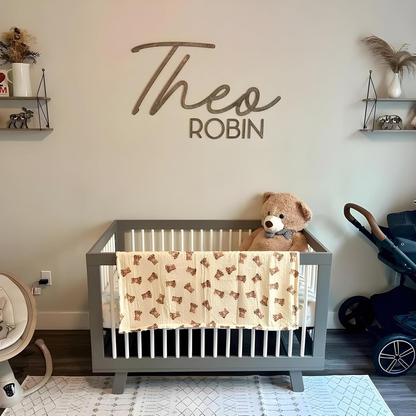 Personalized Name Sign for Nursery - Custom Wooden Baby Name Sign for Kids Room Wall Decor, First & Middle Name, Includes Double-Sided Tape, Wedding signs & Family Name Signs
