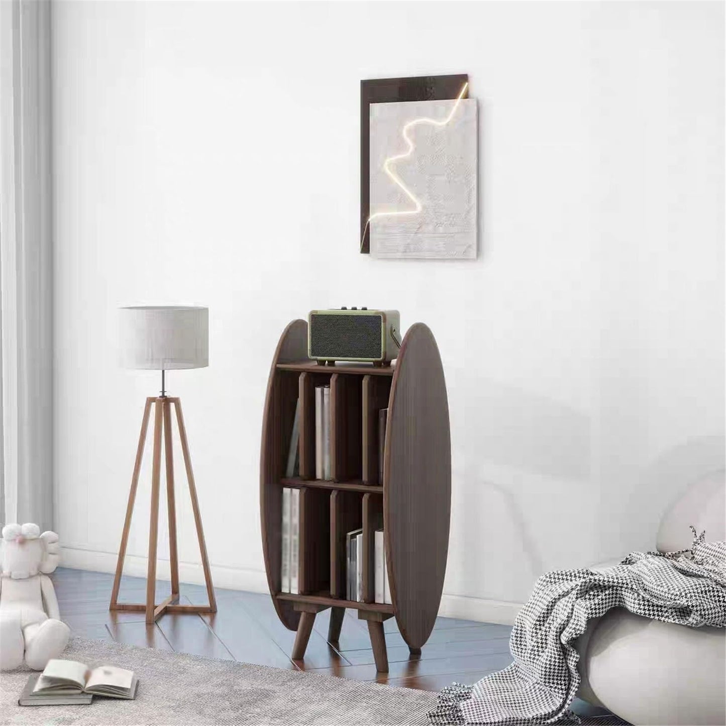 uP9sF2mD DVD Shelf Organizer Modern Creativity Wooden Vinyl Record Storage Cabinet for Living Room Bedroom Lounge CD Storage Rack(Black)
