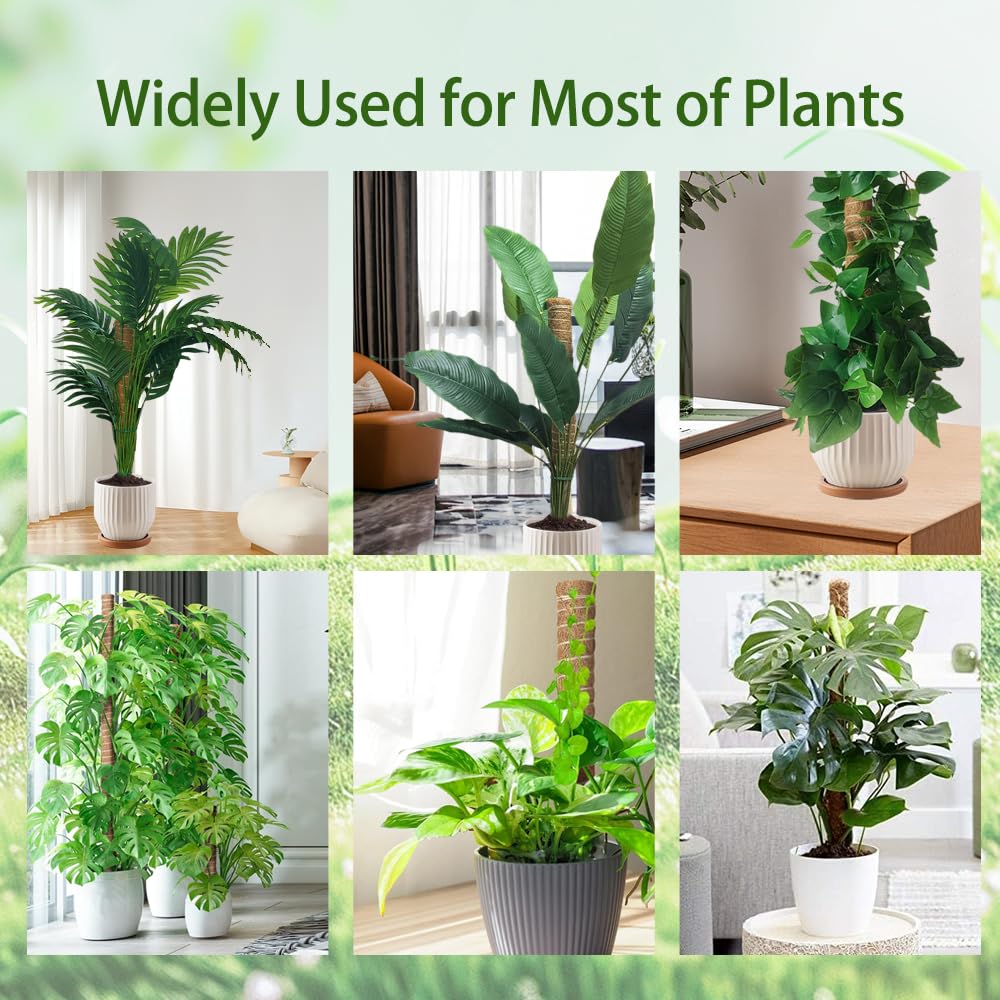 Moss Pole Monstera Plant Support: 4 Pack 16 inch Stackable Coco Coir Moss Totem Stake Tall Plants Rod Stand Grow Stick Moss Holder for House Live Plant,Indoor Climbing Potted,Vine,Pothos,Philodendron