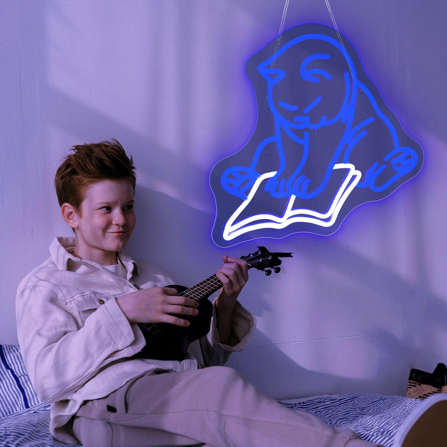 Pkshfja Cat Reading Book Neon Sign Led Light Up Signs for Wall Decor Usb Powered Neon Light Signs Indoor Light for Room Decor Holiday Gift