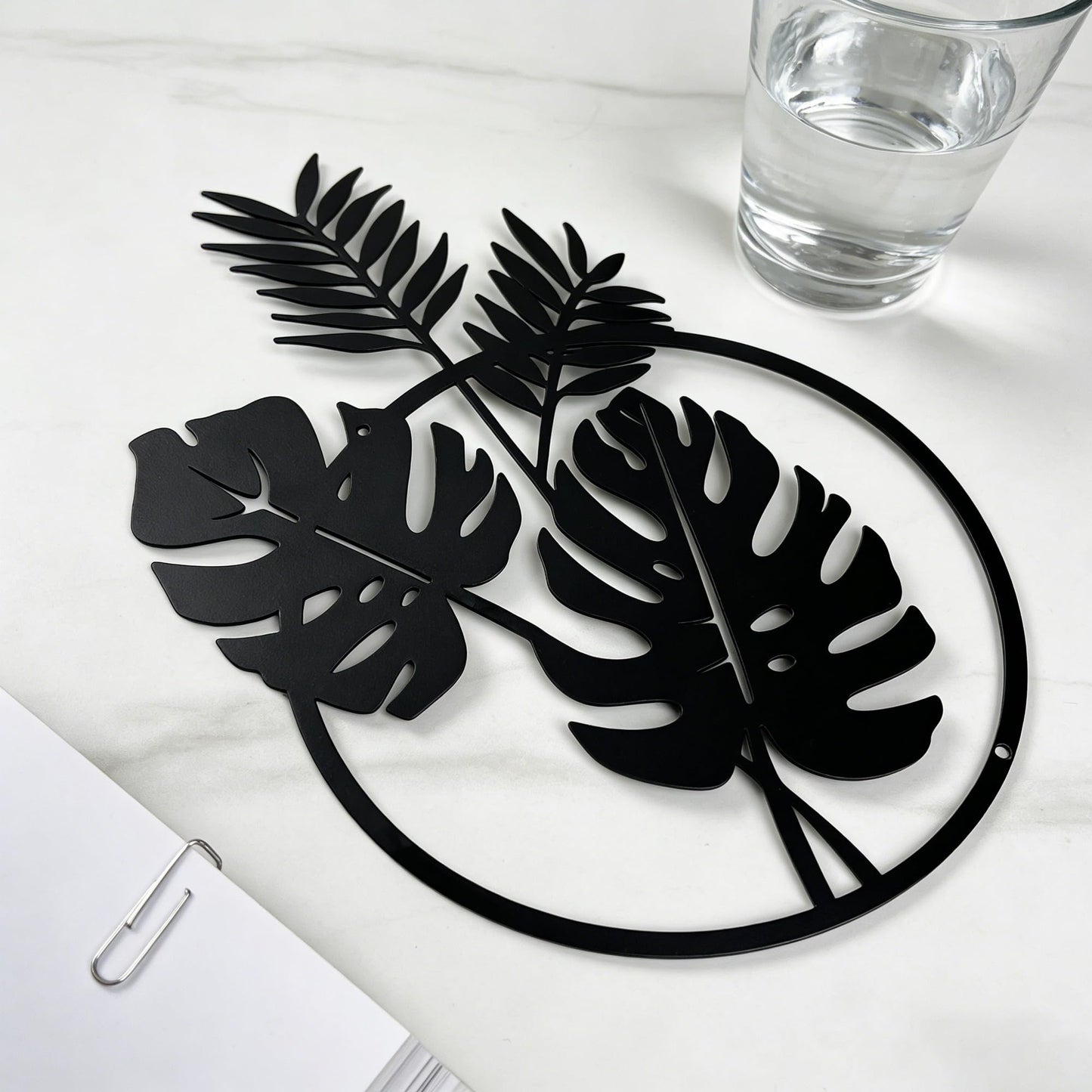SonnTonn Metal Tropical Leaves Wall Art Decor, Indoor Home Wall Hanging Monstera Leaf Metal Sculpture Outdoor Garden Decor for Patio (7.87”x12.2” / 20x31cm)
