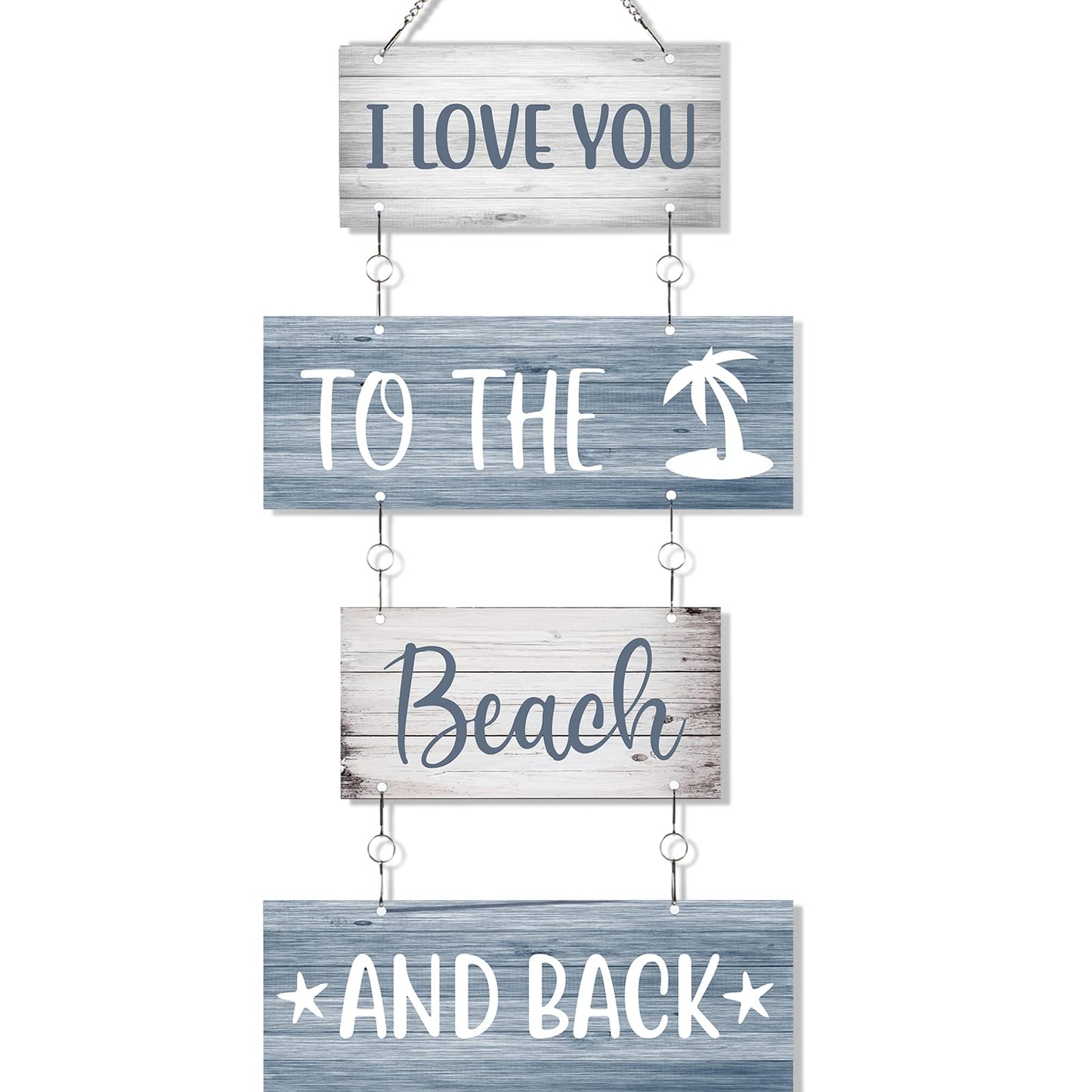 Hotop Beach Wall Decor for Bathroom Aluminum I Love You to The Beach and Back Sign Metal Wall Art Hanging Sign for Bathroom Bedroom Home Dining Room Kitchen Coastal Living Spaces