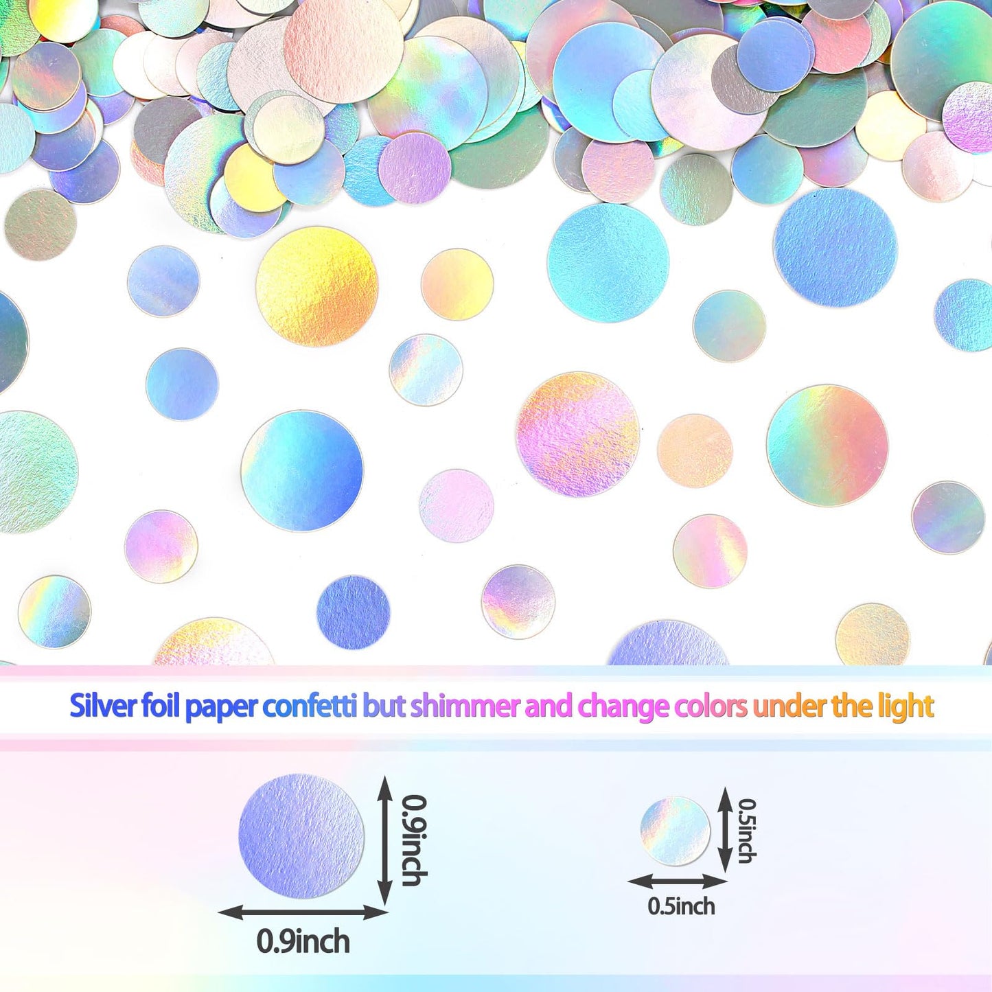 Vofrise 400PC Circle Dots Iridescent Confetti for Birthday Decorations Round Table Scatter for Wedding Baby Shower Bachelorette Bridal Shower Party Supplies