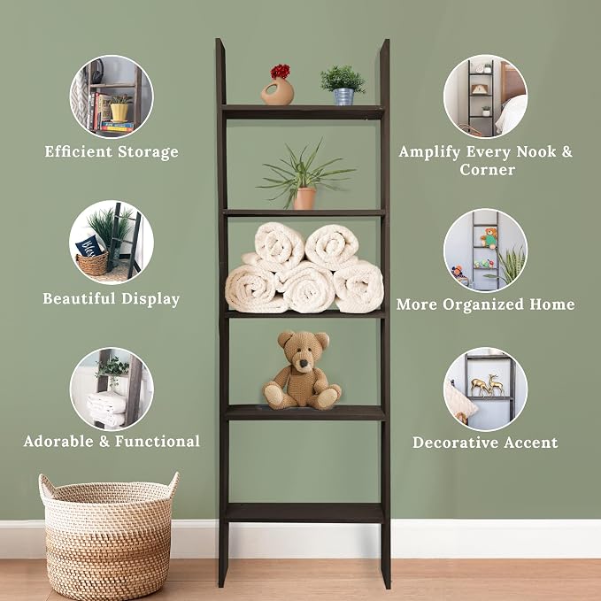 BARNWOODUSA Throw Blanket Ladder – Fully Assembled Reclaimed Wood – Rustic Decorative Ladder for Towels, Quilts, & More – Perfect Farmhouse Decor for Bathroom, Porch, or Living Room,5ft18.