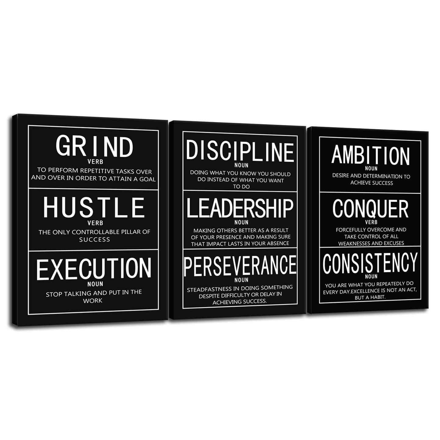 Inspirational Canvas Wall Art 3 Pieces Painting Office Decor Posters Prints Inspiring Entrepreneur Quotes Motivational Picture for Wall Art Decoration Living room Framed Ready to Hang[36''Wx 16''H]