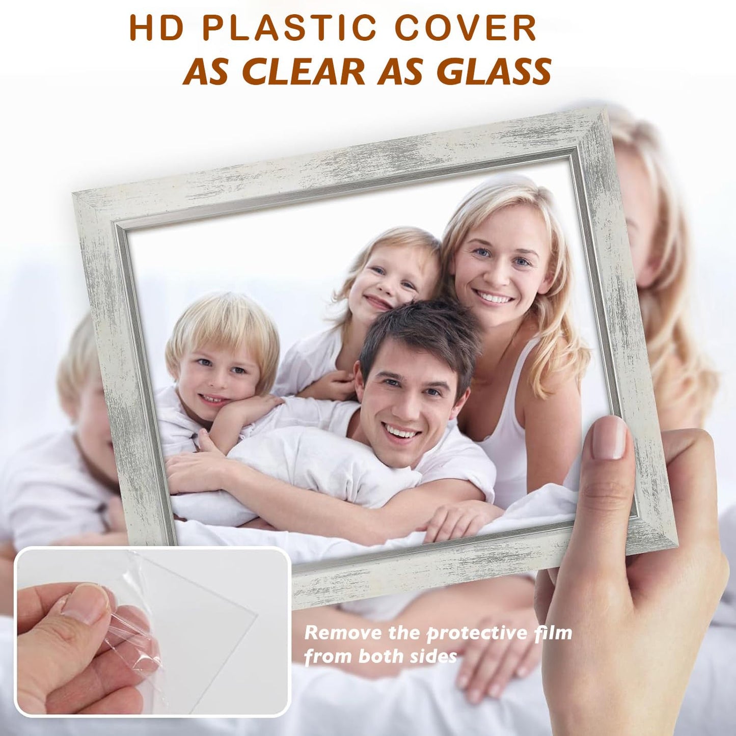 XUANLUO 5x7 Picture Frames Set of 4 Rustic Retro Photo Frame with HD Plastic Cover for Wall Mount and Tabletop Display Family Friends Wedding Gift