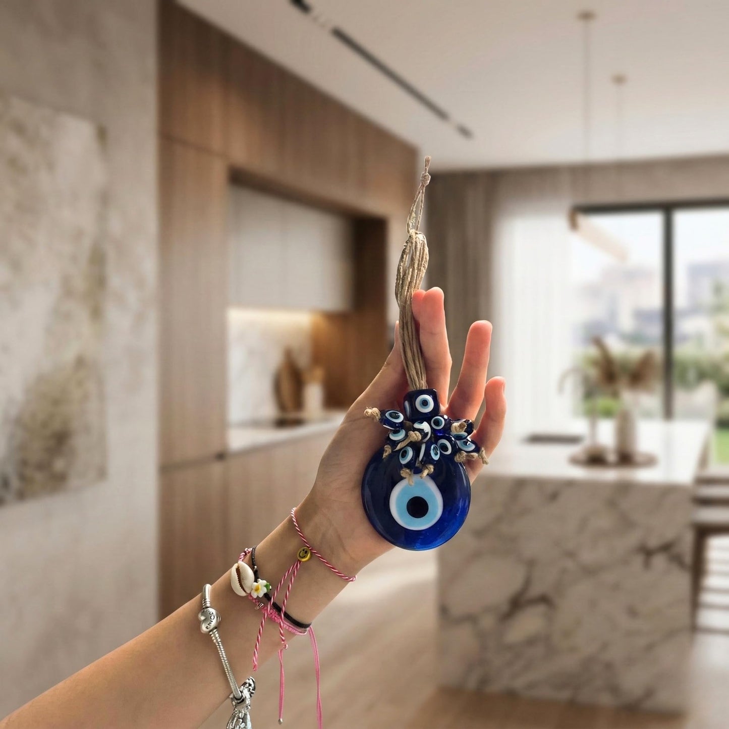 Candymosa 2.3" Turkish Evil Eye Decor Ornament - Blue Evil Eye Wall Hanging in a Box - Home Protection Charm Evil Eye Wall Decor - Turkish Nazar Amulet (Blue, 1pcs)
