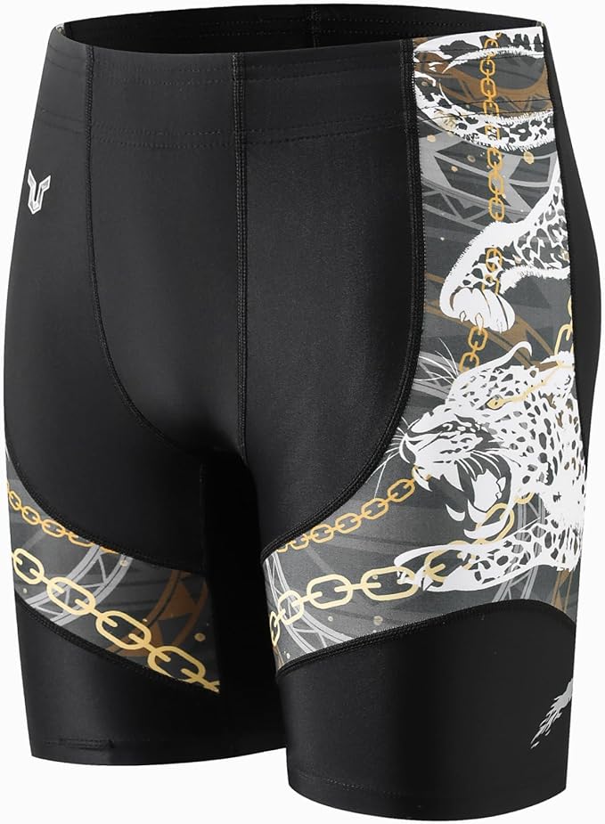 HUGE SPORTS Men's Rash Guard Swim Shorts Compression Swimming Jammer Cool Dry Active Swimsuit Workout Shorts Sports Tights