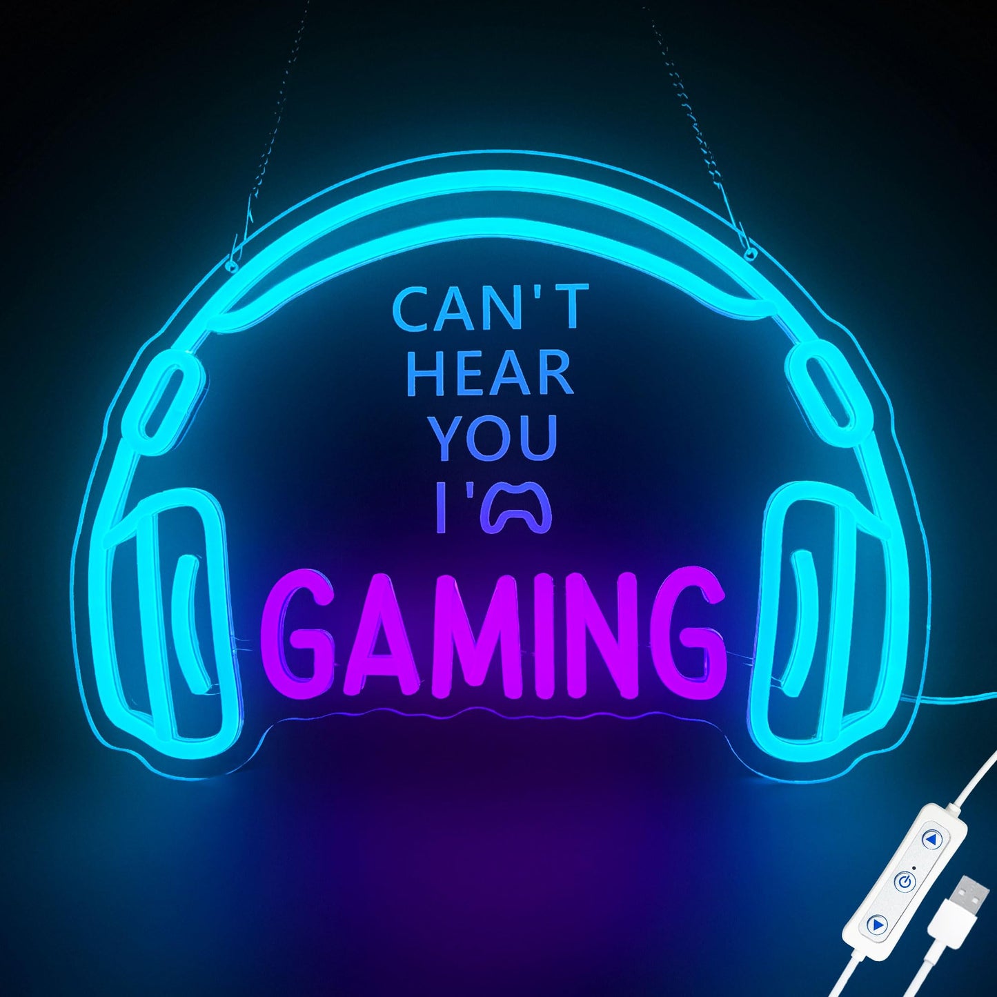 Gaming Neon Signs, Dimmable LED Headset Gamer Neon Light for Wall Decor, USB Powered, Headphone Game Light up Signs for Game Zone Video Room Boy Bedroom Teen Men Cave Wall Art, Gamer Gifts