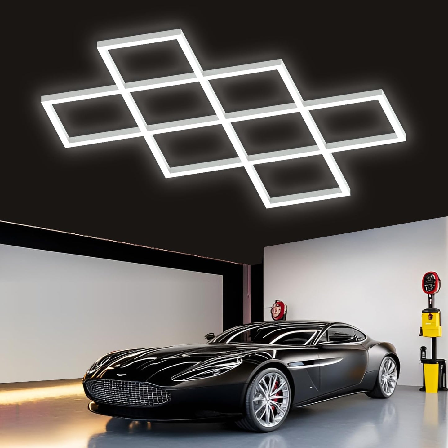 Ofenrd Hexagon LED Garage Lights 8 Hex Ultra-Bright Strip Lights New Updated Diamond Commercial Lighting for Garage Car Detailing Barber Shop Gym Warehouses Basement.