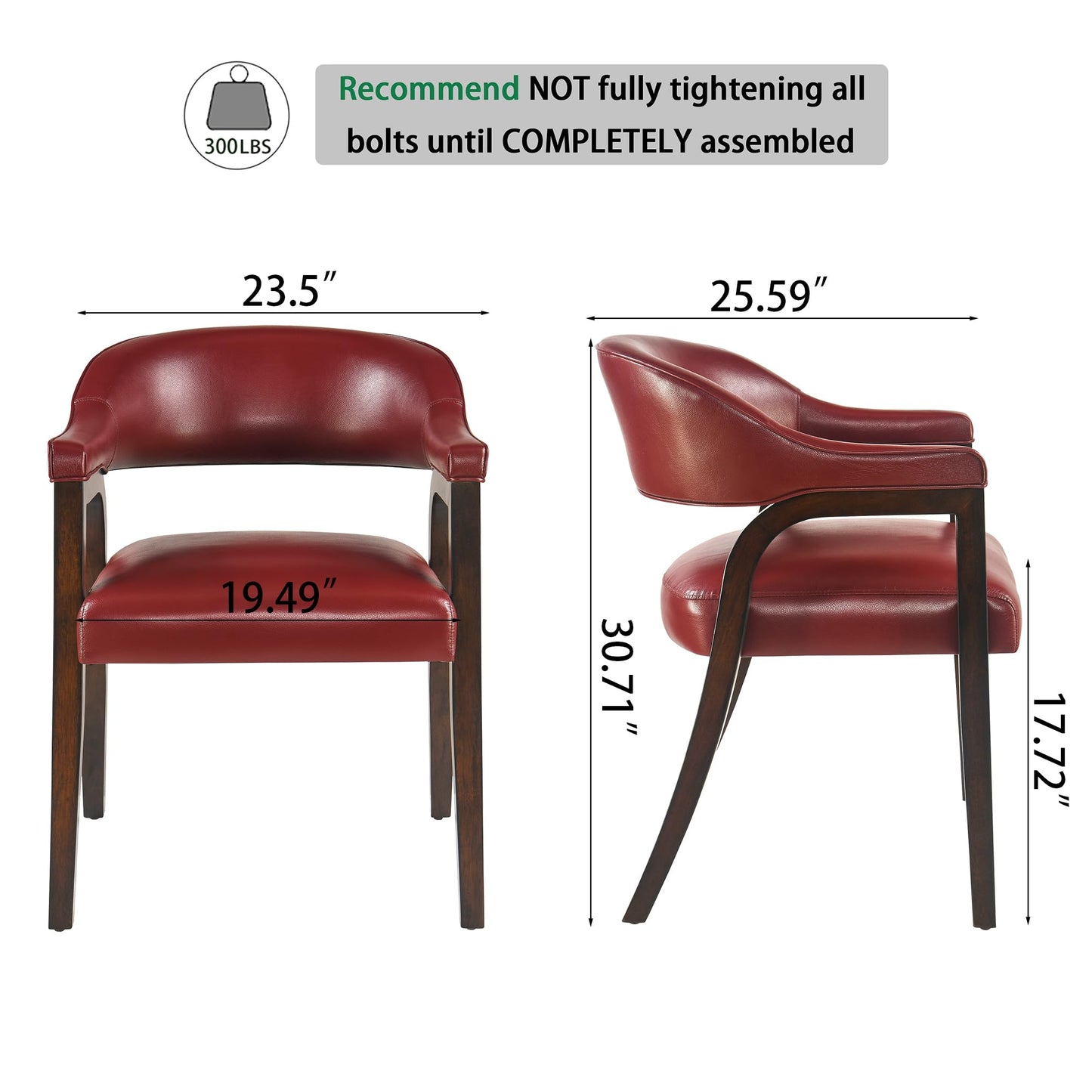 JESONVID Upholstered Barrel Dining Chair Set of 2, 17.72" H Faux Leather Dining Room Chair with Arms Open-Back Dining Chairs w/Wood R Legs Comfy Accent Side Chairs for Home Kitchen, Wine Red