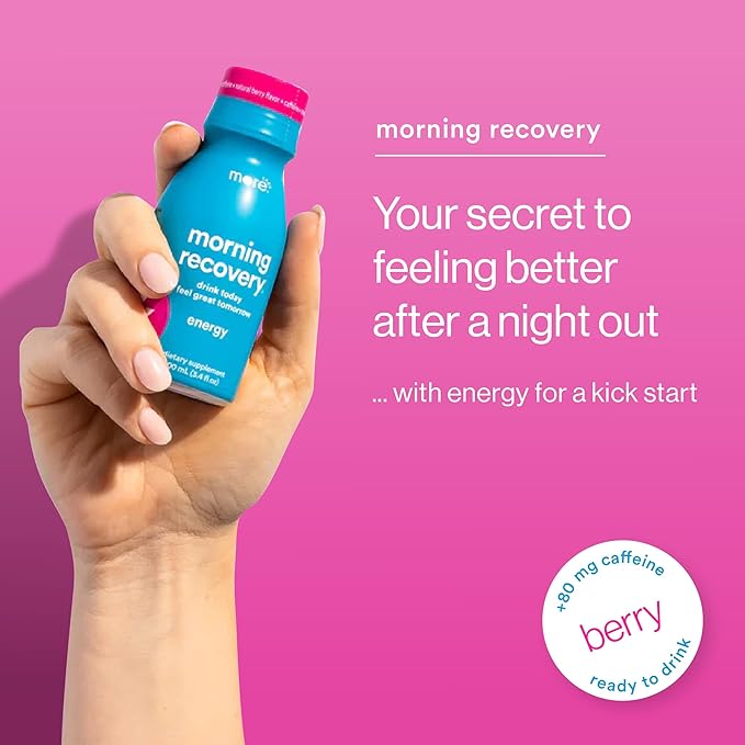 Morning Recovery, Electrolyte with Energy, Milk Thistle Drink Proprietary Formulation to Hydrate While Drinking, Highly Soluble Liquid DHM, Non GMO, Vegan, Gluten-Free, Berry, Pack of 6