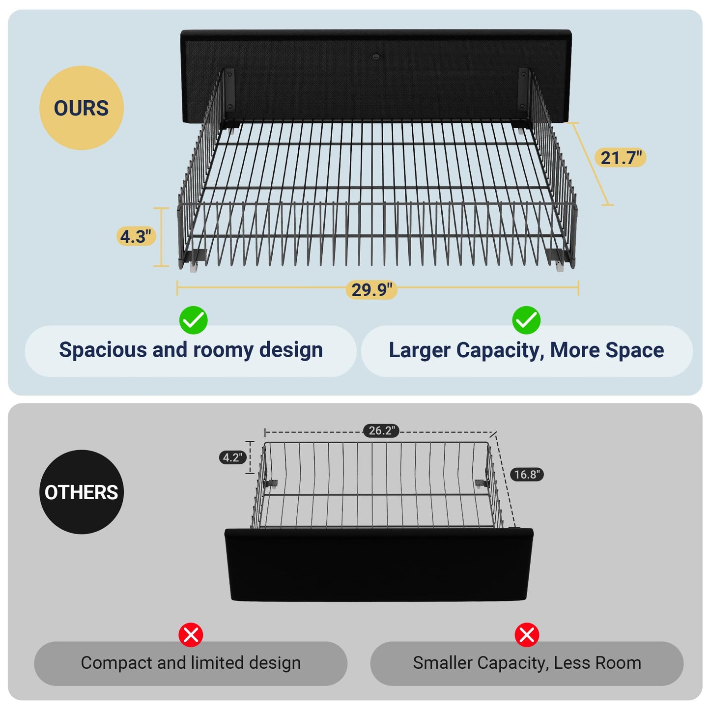 Allewie Modern King Size Platform Bed Frame with 4 Storage Drawers and Velvet Upholstered Headboard, Wooden Slats Support, Upholstered Mattress Foundation/No Box Spring Needed/Easy Assembly, Black