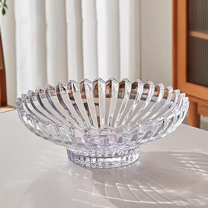 Glass Fruit Bowl or Decorative Bowl, used for Kitchen counter or living room center table decoration, 12.5inch Fruit Bowl or Center Bowl (White)