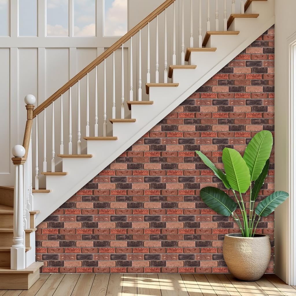 szgwtk 3D Wall Panels Peel and Stick,Faux Brick,Waterproof Self Adhesive Decorative Wall Panelsfor Interior Wall Decor,Living Room,TV Background,Study Room,Fireplace,Bedroom 10 Pcs 30x30cm