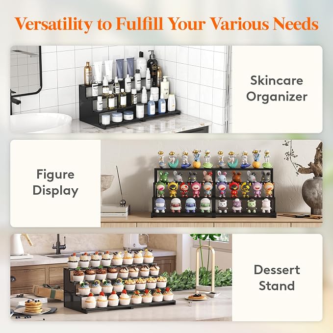 Lifewit Perfume Organizer, Bedroom Decor, Cologne Cupcake Stand, Tool-Free Assembly, Makeup Display Shelf for Vanity Bathroom Counter Storage, Black, 30 cm/12", 1 Pcs