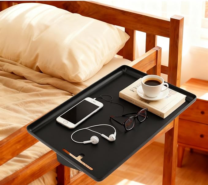 Bedside Shelf for Dorm Bunk Bed, Clip Nightstand Shelf Floating Bed Side Table Tray Organizer, College Dorm Room Essentials Home Loft Bedroom Apartment Back to School Supplies(Color:Black)