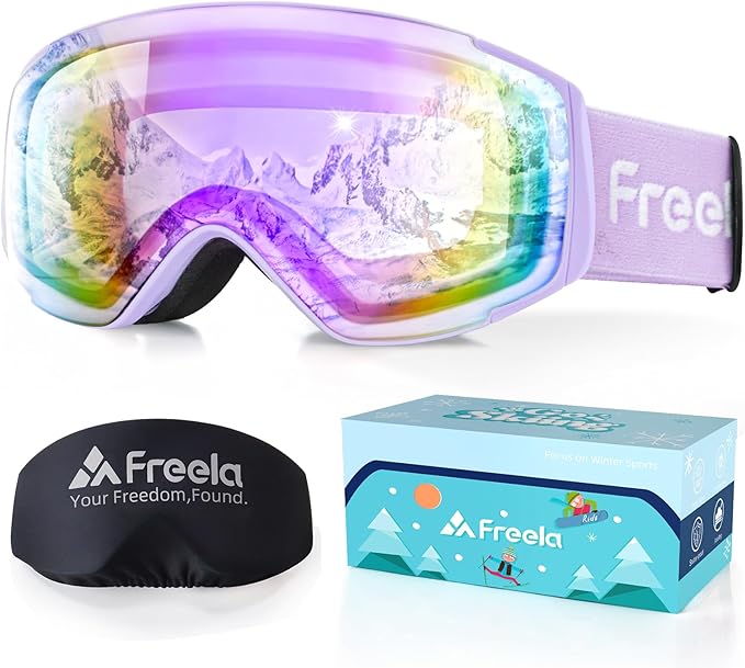 Freela Kids Ski Snowboard Goggles for Toddler(3-14) Youth Anti Fog Anti UV Goggles Girls Boys Snow Skiing Equipment