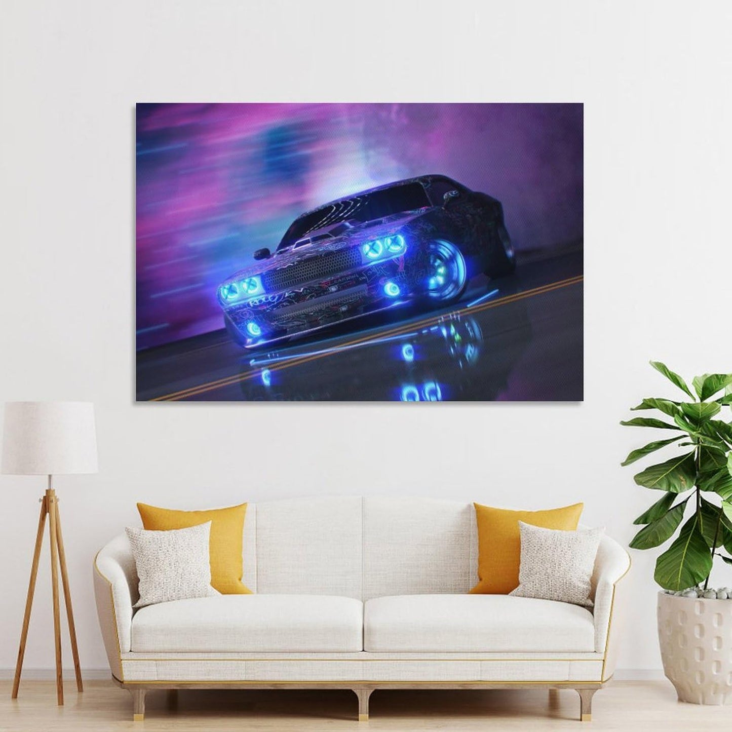 Muscle Car JDM Neon Sport Car Posters for Room Mens Living Room Bedroom Decor Aesthetic Art Prints Car Wall Decor Canvas Art Wall Decor Framed Unframed 12x18inch(30x45cm)