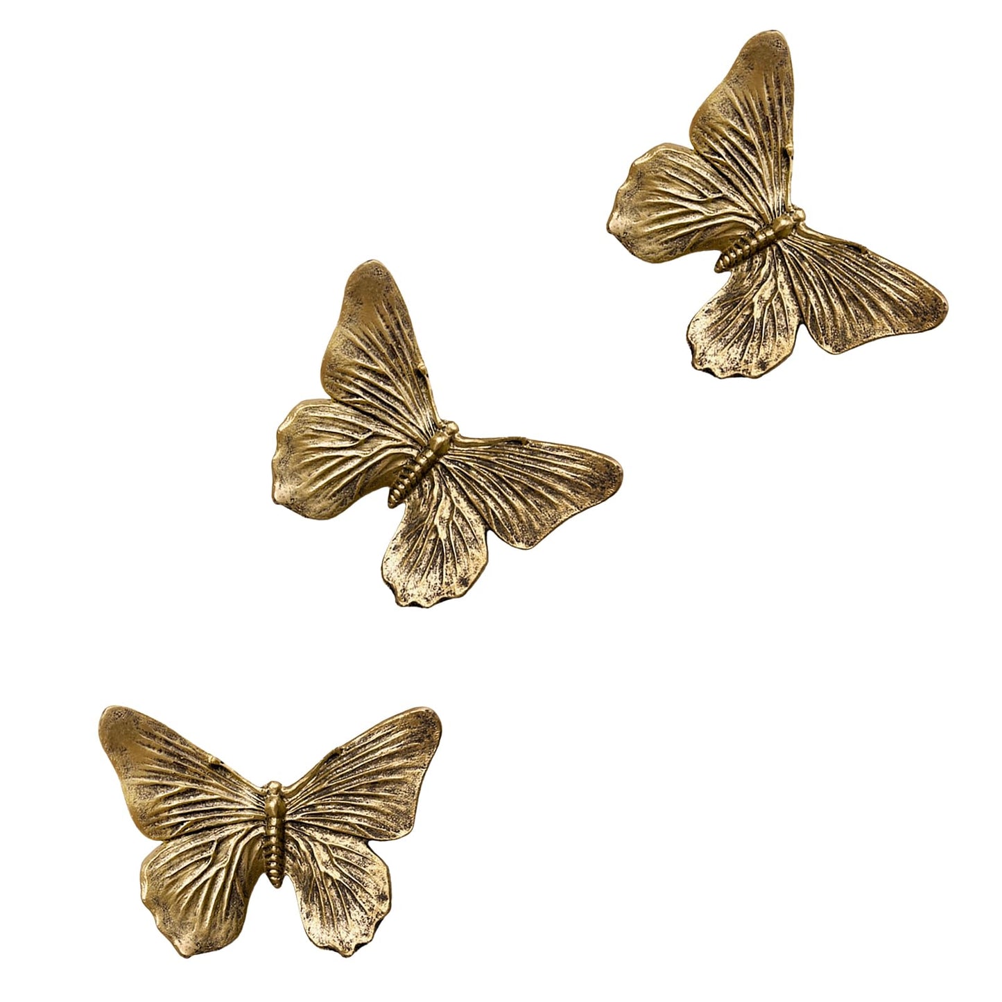 GUSFREUD 3D Butterfly Wall Decor Set – Resin Wall Decorations for Living Room, Bedroom, Garden, Yard, Outdoor and Gallery Walls - Antique Copper - Set of 3