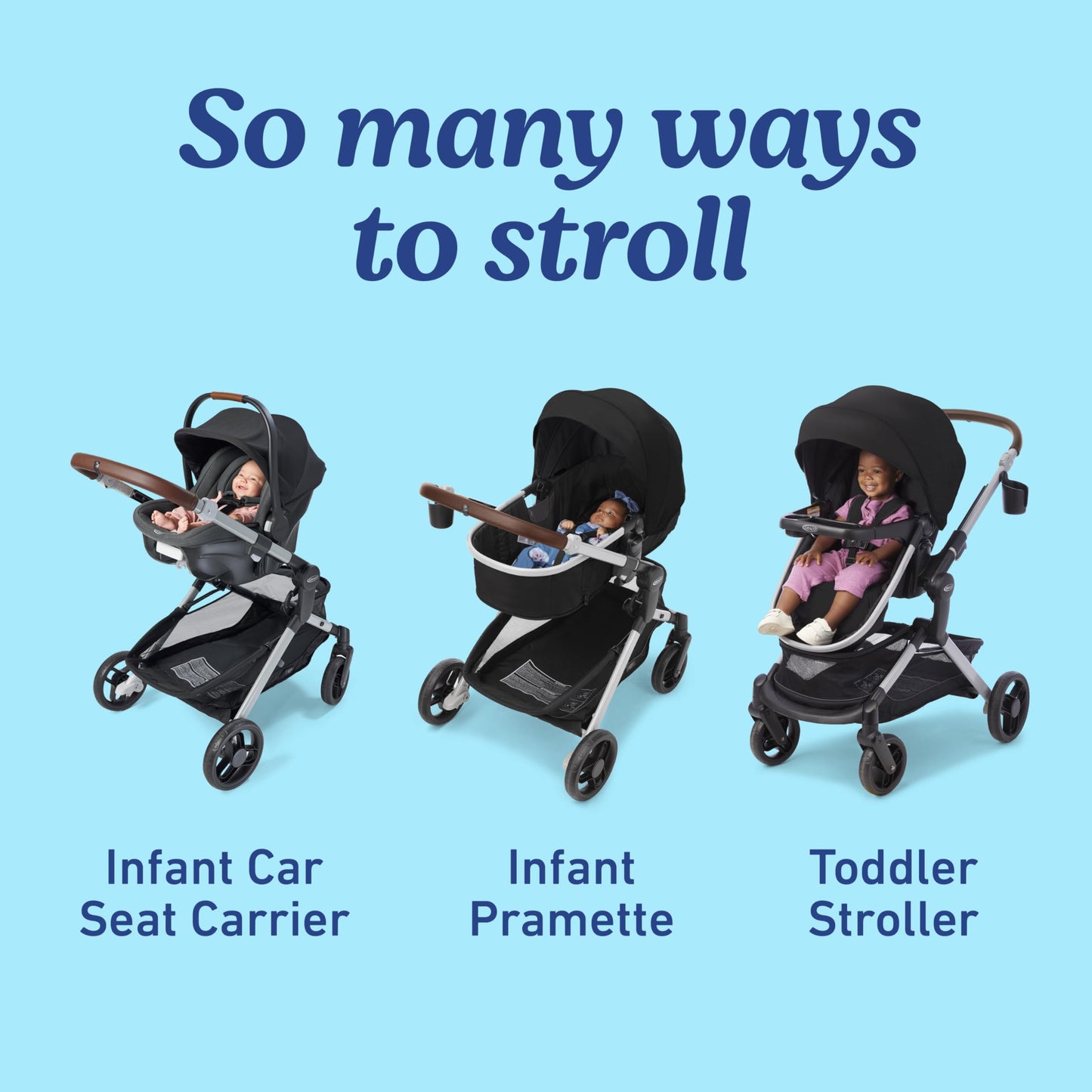 Graco Modes Nest Travel System, 3-in1 Modular Carseat Stroller Combo, Adjustable Slide2Me Infant Car Seat Carrier to Toddler Stroller, Includes the SnugRide DLX Infant Car Seat, Sullivan