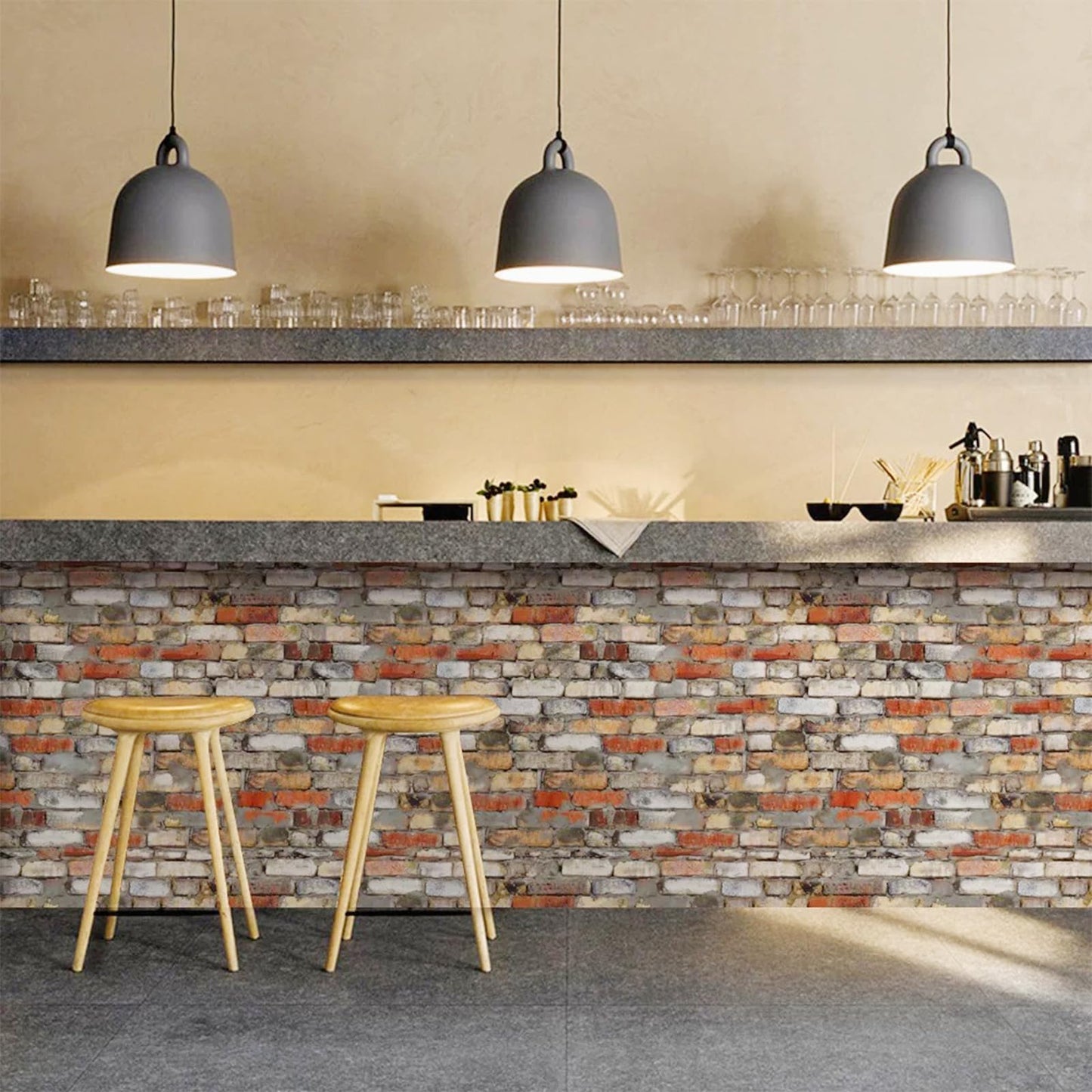 Attuslla 16 PCS Miniature Mini House Floor Tiles Self Adhesive Floor Tiles Faux 3D Brick Wall Paper Sticker for Mini House Decoration, 3.94 Inch, Red Brick B